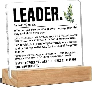 Leader Gifts, Appreciation Gift for Boss leader Mentor, Leadership Gifts Leader Definition Acrylic Desk Plaque Sign Office Decor 4 x 4 Inches