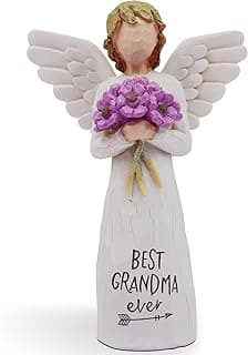 AUKEST Mothers Day Birthday Gifts for Grandma, Grandmother, Grandma Birthday Gifts, Grandmother Gift Sculpted Hand-Painted Figure (Purple Flowers)