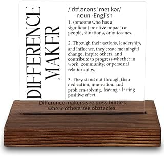 Difference Maker Definition Sign, Inspirational Gift for Leader Mentor Teacher Coach, Appreciation Plaque 4x4 Inch Acrylic Desk Decor,LYY91