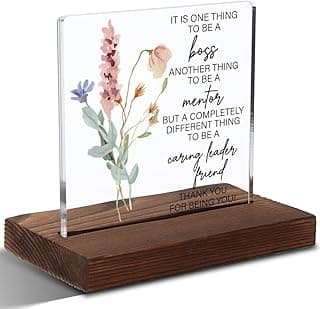 Gratitude Acrylic Plaque, Thank You Gift for Boss & Mentor Friends, Meaningful Gift for Exceptional Leaders, Floral Watercolor Workplace Decor, Transparent Acrylic Plaque, XXD191