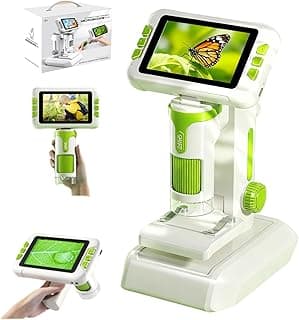 Microscope for Kids,1600X Digital Microscope with 4.0" HD Screen, 3-in-1 Portable Microscopes with Slides,STEM Educational Science Toy for Ages 6-12 Christmas Birthday Gifts for Boys & Girls (Green)