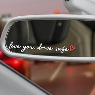3X Love You Drive Safe Car Mirror Sticker, Cute Car Decals for Women Mom, Rear View Mirror Decal Affirmation Stickers, Valentines Day Gifts for Her, Him (White)