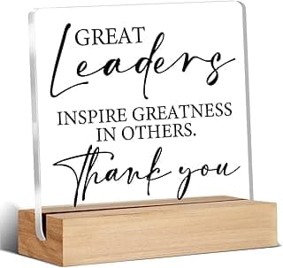 Thank You Gifts for Boss Leaders Supervisor Principal, Leader Gift for Men Women, Appreciation Acrylic Office Home Signs Decorations 4 x 4 Inches