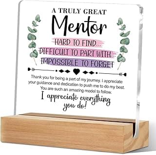 Mentor Gifts Acrylic Sign, Thank You Gifts for Leader Boss Mentor Decorative Acrylic Plaque with Stand Desk Decor, Shelf Cubicle Table Decor for Office Home Bedroom Living Room Decoration