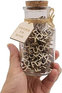 KUMLENMO fuck jar（5oz） Gift Jar,Fucks to Give,Fuck Wooden Cutout Letter Piece Bad Mood Vent Spoof Birthday Day,Holiday, Thanksgiving Christmas Gifts to Friend,Gag Funny Gift