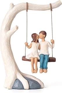 Romantic Couple Swing Statue.Kissing Sculpture Anniversary Wedding Gifts for couple,Valentine's Day and birthday Gifts for Wife or Girlfriend.Sweet Home Decoration. Conveying Love's Romance and Warmth