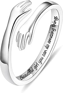 Yesteel Mothers Day Gifts - S925 Sterling Silver Hug Ring for Women Teen Girls, Adjustable Ring Jewelry Mothers Day Birthday Gifts for Daughters Mom Sister Wife Friends Grandma