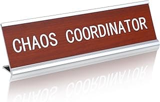 Weysat Funny Desk Signs for Office-chaos Coordinator-fun Office Accessories Novelty Nameplate Decor for Women Men Coworker Gift Supply Home Accessories, 8 x 2.4 Inch