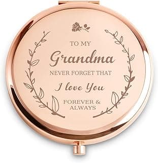 Grandma Gifts from Granddaughter Grandson Grandchildren, Personalized Gift for Grandma, Custom Grandmother Compact Mirror for Birthday, Mothers Day Basket Stuffers