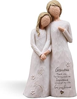 Grandma Birthday Gifts from Granddaughter, Great Grandma Gifts for Birthday Christmas Mothers Day, Grandmother Granddaughter Embrace Hand-Painted Resin Figurine