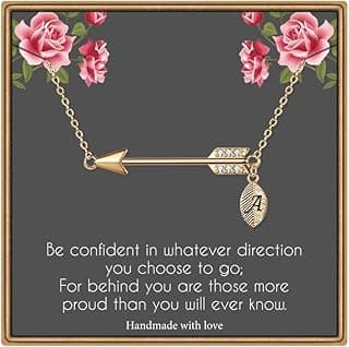IEFLIFE Graduation Gifts for Her - 14K Gold Plated Arrow Initial Graduation Necklace Class of 2026 Gifts College Gift for Women Best Friends Sister