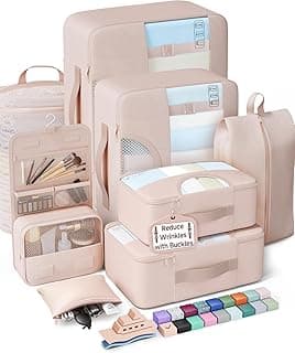 Veken 8 Set Packing Cubes, Cruise Ship Travel Essentials Accessories for Beach Vacation, Personalized Gifts for Women Mom Her, Suitcase Organizer Bags for Luggage with Hanging Toiletry Bag