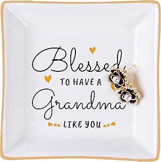 Piudee Grandma Birthday Gifts from Granddaughter Grandson, Gift for Grandma Jewelry Ring Dish Blessed to have a grandma like you, Mother's Day Christmas Valentines Day Gifts for Grandma Nana