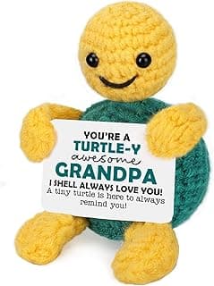 Funny Turtle Grandpa Gifts from Grandkids, Fathers Day Birthday Gifts for Grandfather Papa, I Love You Retirement Granddad Present from Granddaughter Grandson, Small Cute Crochet Desk Decor for Men