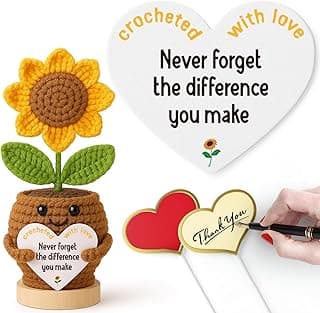Retirement Thank You Appreciation Gifts for Women Teacher Employee Appreciation Gifts Administrative Professional Day Gift for Assistant Coworker Supervisor Manager, Crochet Sunflower Office Decor