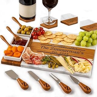 Personalized Charcuterie Board Set, Custom Engraved Marble Cheese Board with Knife Set, Wedding Engagement Gift for Couples, engagement gifts for couples Bridal Shower & Housewarming Gift
