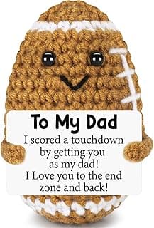Funny Fathers Day Dad Gifts from Daughter Son Wife, Positive Handmade Crochet Father's Day Birthday Gift for Dad, Cute Small Gifts for Dads, I Love You Papa Gift Idea, Unique Football Doll for Stepdad