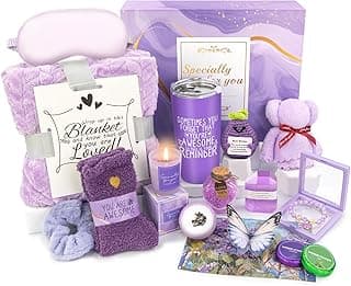 Spa Gifts for Women, Lavender 16 Pcs Mothers Day Gifts for Mom Wife Friend Daughter Sister, Self Care Gift Baskets for Women, Thank You, Get Well, Sympathy Inspirational Care Package Spa Basket
