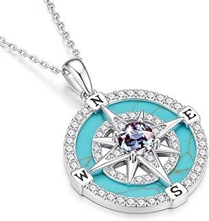 Iefil 2026 Graduation Gifts for Women - 925 Sterling Silver Compass Birthstone Necklaces, Graduation Necklaces for Women Daughter Girlfriend