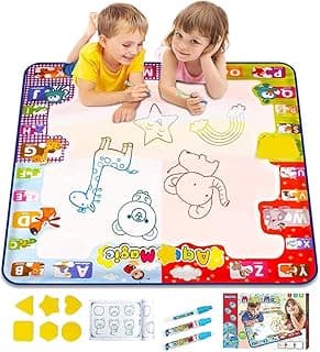 KIZZYEA Toys for 2 3 4 5 6+ Years Old Boys Girls, Water Doodle Mat for Kids, Large Coloring Painting Writing Magic Mat with Neon Colors, Educational Toys Christmas Birthday Gifts for Age 2-4, 3-5