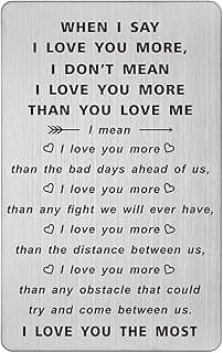TANWIH When I Say I Love You More Wallet Card, I Love You Gifts for Him Her, Romantic Birthday Gifts for Men, Anniversary Card for Husband, Long Distance Present for Boyfriend, Fathers Day, Valentines