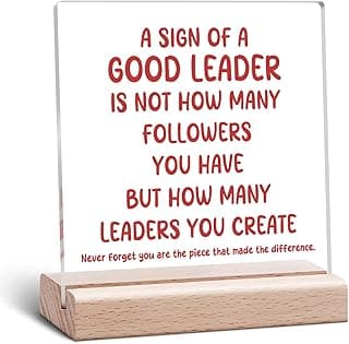 Thank You Gifts for Leader Boss Mentor Supervisor Clear Desk Decorative Sign Leadership Gifts Retirement Leaving Coworker Farewell Promotion Office Desk Sign Acrylic Plaque With Wooden Stand
