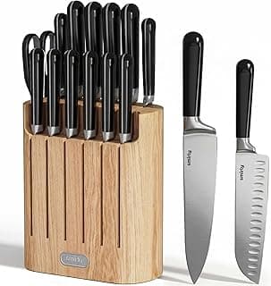 SMIRLY 14-Piece Kitchen Knife Set with Magnetic Block, High Carbon Stainless Steel Chef Knives, Ultra Sharp, Dishwasher Safe, Black
