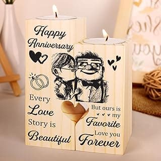 Happy Anniversary Wedding Gifts for Wife, Girlfriend, Her, Couples Gift Candlestick, Romantic Anniversary Wedding Presents for Husband, Him, Boyfriend