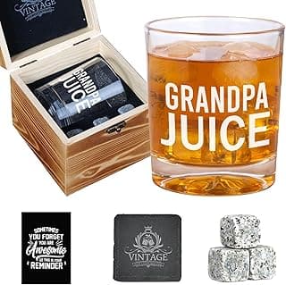 Ithmahco Grandpa Father Day Birthday Gift, Grandpa Juice Whiskey Set Gift For Men, Father‘s Day Birthday Gifts For Grandpas, Grandfather Father Days Present From Grandkids