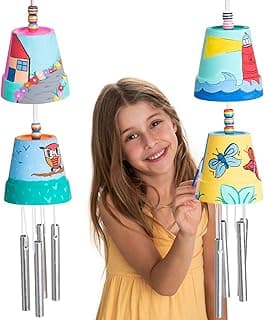 Make Your Own Wind Chime Craft Kit, 2-Pack – Large Bells, Stencils & Beads | DIY Arts and Crafts for Kids Ages 6–12 | Creative Gift for Boys and Girls