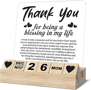 Thank You Gifts - Appreciation Gifts Wooden Block Calendar, Office Decor for Women Men Teacher Nurse Mentor Coworkers Boss, Desk Accessories Sign