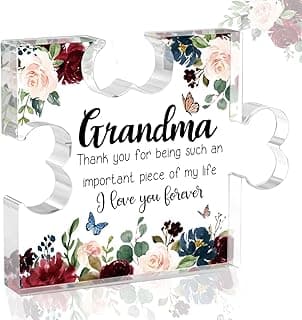 Mothers Day Gifts for Grandma - Grandma Gifts - Engraved Acrylic Puzzle Piece - Gift for Grandmother Ideas - Delicate Grandmother Birthday Gifts from Grandkids