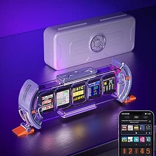 Divoom Times Gate - Cyberpunk Gaming Setup Digital Alarm Clock, Smart APP, WiFi Connect, RGB LED Display, Personalized Financial & Bitcoin Dashboard, Pixel Art for Gaming Room & Office Decor, Silver