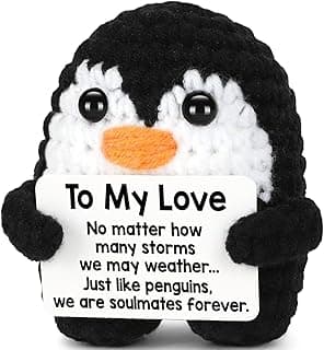 CryCarrot Gifts for Him Her Boyfriend Girlfriend, to My Love Handmade Crochet Mini Penguin Anniversary Birthday Gifts for Women Men, Romantic Valentines I Love You for Wife Husband Couples