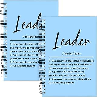 Leader Gift Spiral Journal Leader Definition Gift Boss Appreciation 2Pcs Lined Spiral Notebook Mentor Gift Boss Journal Notebook for Women Men (Spiral-2Pcs Leader light blue)