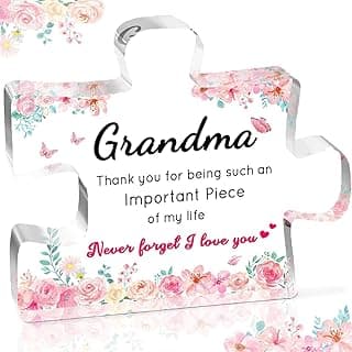 Birthday Gifts for Grandma, Grandma Gifts - Engraved Acrylic Puzzle Plaque, Valentines Christmas Mothers Day Present for Grandmother from Grandkids