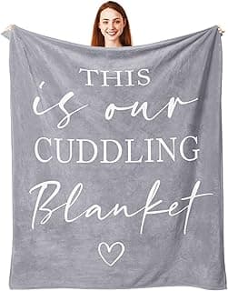 Pubrave Gifts for Her/Him/Girlfriend/Boyfriend/Wife/Husband, Anniversary Christmas Wedding Engagement Gifts for Couples/Women/Men, Romantic Couple Cuddling Blanket Grey 60x50in