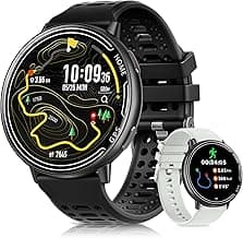 GPS Smart Watches for Men, 1.39" AMOLED Screen Smartwatch, Bluetooth Call/100+ Sport Modes/GPS/Compass/Heart Rrate/Blood Pressure, Fitness-Tracker, Smartwatch for Android iPhone(Gray& Black)