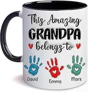 LOVELYPOD Custom Grandpa Mug with Kids Names, Father's Day Gifts, This Grandpa Belongs to, Father's Day Mugs, Papa Gifts, Custom Mug, Personalized Coffee Cup
