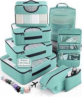 Veken 8 Set Packing Cubes for Travel Essentials, Suitcase Organizer Bags in 4 Sizes, Carry-On Luggage Accessories with Laundry Bag, Airplane Must Have, Gifts for Women Men