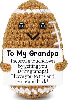 Mini Funny Grandpa Fathers Day Birthday Gifts from Grandkids, Handmade Crochet Football Grandpa Gifts from Granddaughter Grandson Cute Decor, Great Grandfather Grandparents Present for Father's Day