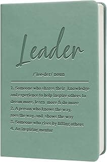 WHLBHG Leadership Gifts Boss Gift Leather Journals for Writing Appreciation Gifts for Men Executive Notebook for Work Coworkers Manager Gift for Women (leader noun-cyan)