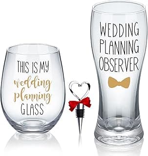 This is My Wedding Planning Glass Set, Engagement Gifts for Couples, Mr & Mrs, Anniversary, Wedding Gift for Newlyweds, Bride and Groom, Bridal Shower Gift Set