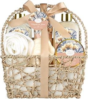 Home Spa Gift Basket, Bath Spa Kit for Women, with Body Lotion, Shower Gel, Bubble Bath, Body Scrub, Bath Salt, Bath Bomb, Bath Gift Set for Mother, Wife Her, with Magnolia and Jasmine Scent