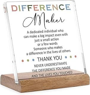 Difference Maker Gifts - Gifts for Coach Boss Mentor, Leadership Social Worker Gifts Thank You Gifts for Men Women, Employee Appreciation Gifts for Principal Teacher Nurse Office Desk Decor Plaque