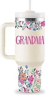 ROSTANTEN Grandma Gifts Birthday Gifts for Grandma Best Grandmother Gift from Granddaughter Grandson Grandkids for Mothers Day Christmas 40oz Travel Cup Insulated Tumbler with Lid & Straw