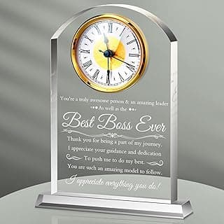 Landical Boss Clock Gifts Acrylic Boss Birthday Gifts for Men Women Appreciation Clock for Office Leader Going Away Gift Acrylic Desk Sign for Women Lady Male Leader Great Idea Home Desk Table Decor