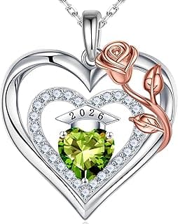 Iefil 2026 Graduation Gifts for Her - S925 Sterling Silver Birthstone Graduation Necklace