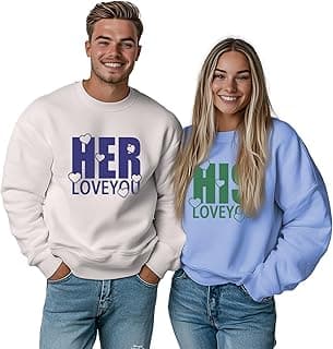 domirica Matching Sweatshirts for Couples Unisex Long Sleeve Pullover Crewneck Oversized Fashion Engagement Gift