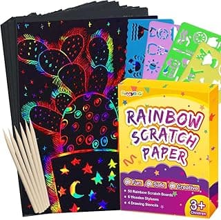 FUNNYB&G Rainbow Scratch Paper Art for Kids - 60 Pcs Magic Rainbow Scratch Paper Off Set Scratch Easter Crafts Arts Supplies Kits Pads Sheets for Party Games Valentine's Day Christmas Birthday Gifts